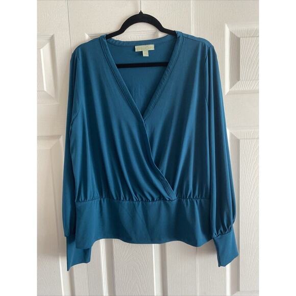 Ryegrass Women's‎ Blue Faux Cross Blouse XXL Career Closet Staple - Picture 1 of 6